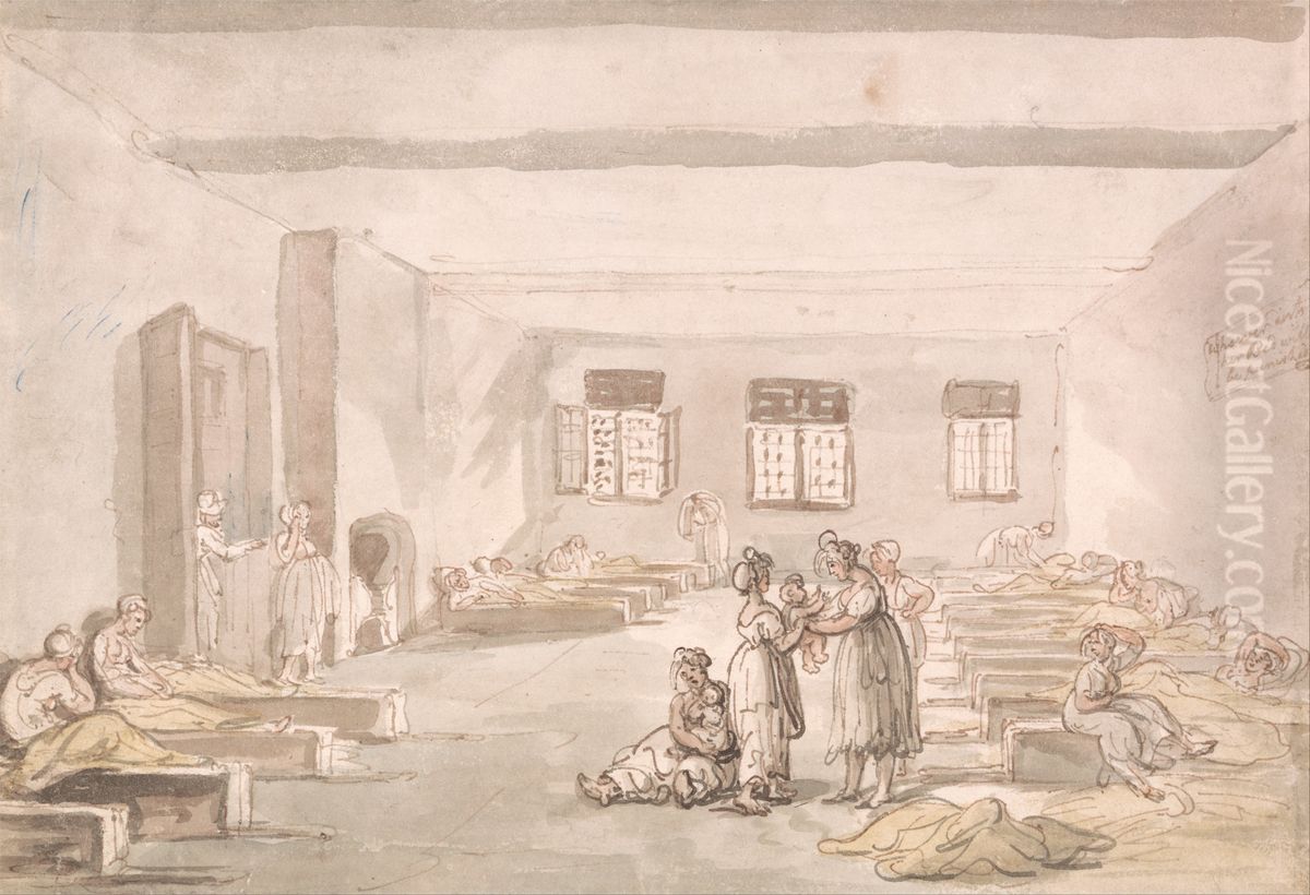 Bridewell, The Pass Room, House of Correction Oil Painting by Thomas Rowlandson