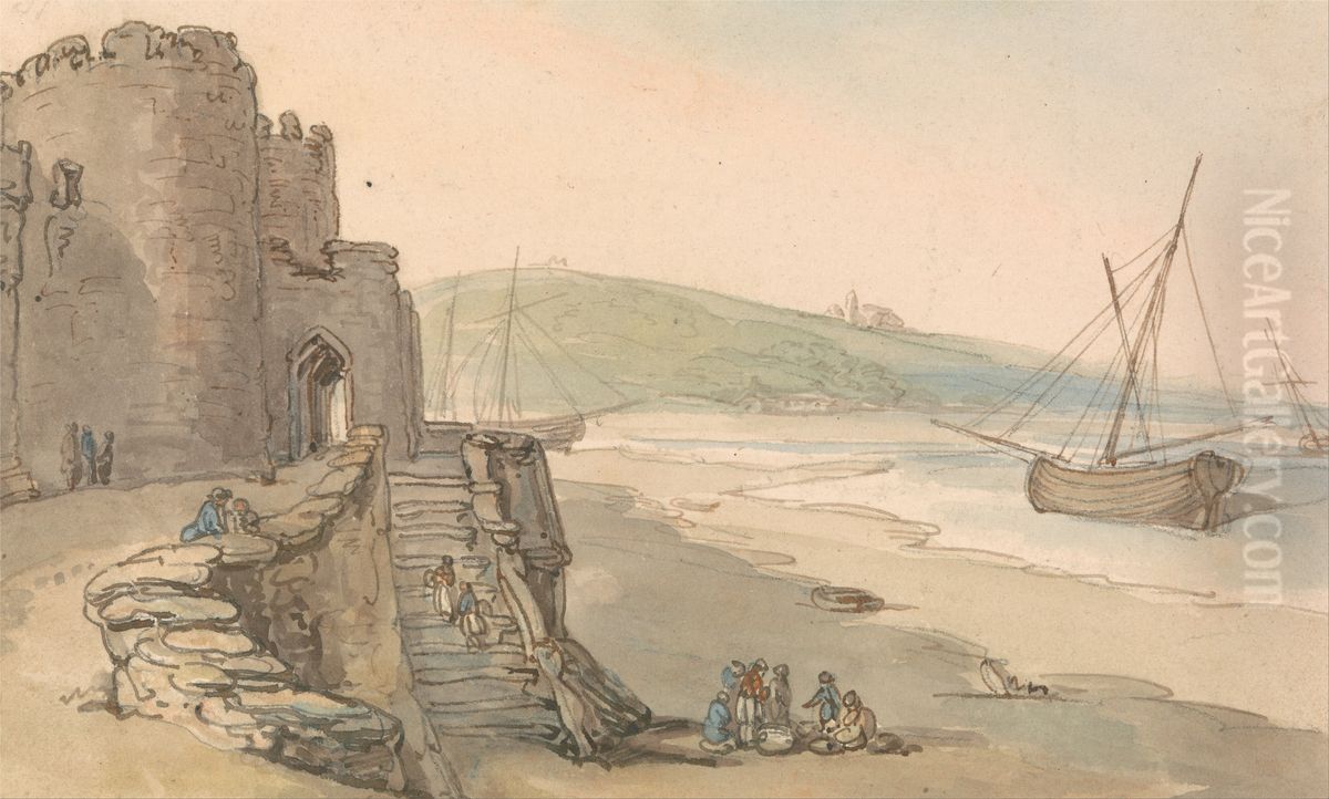 Caernarvon Castle, Entrance to a Tower Oil Painting by Thomas Rowlandson