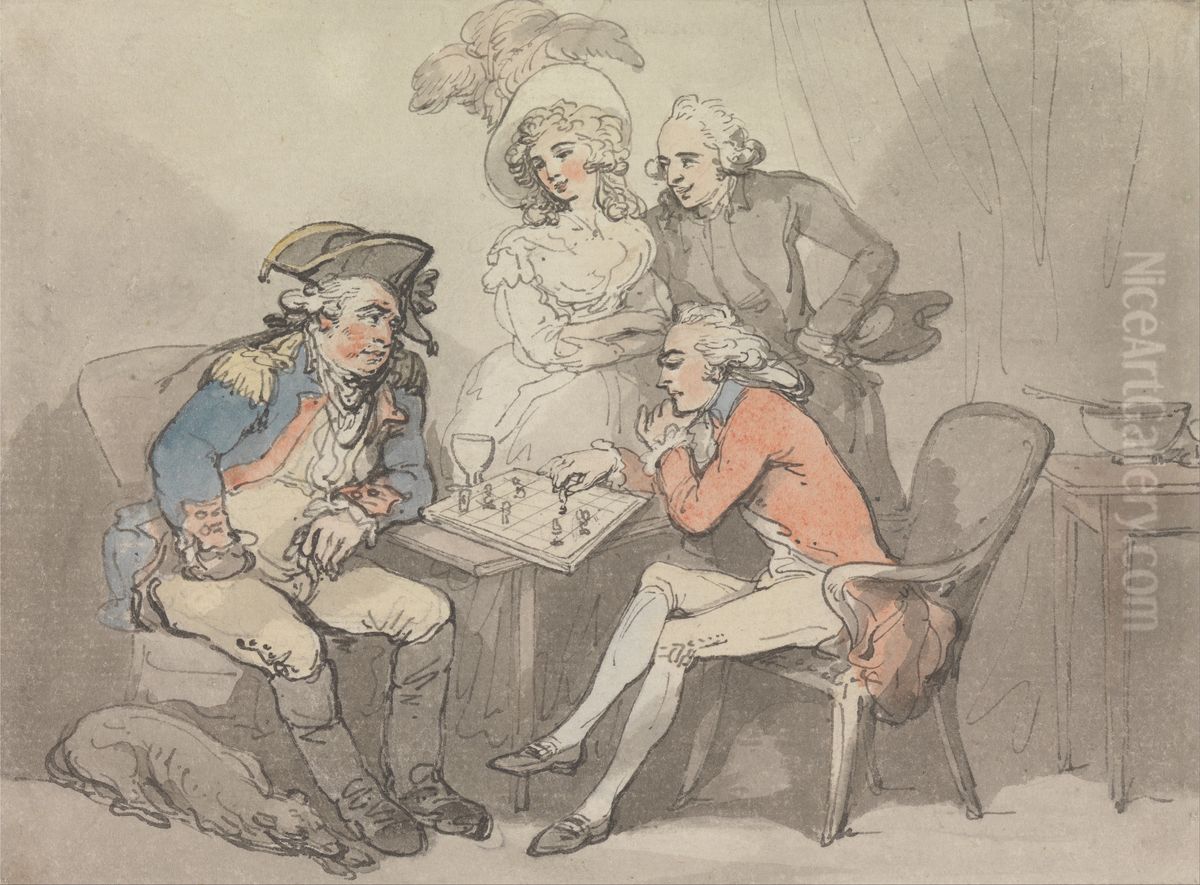 Checkmate Oil Painting by Thomas Rowlandson