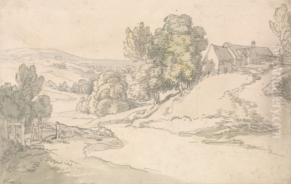 Church Oil Painting by Thomas Rowlandson