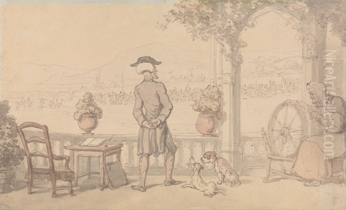 Dr. Syntax Soliloquising Oil Painting by Thomas Rowlandson