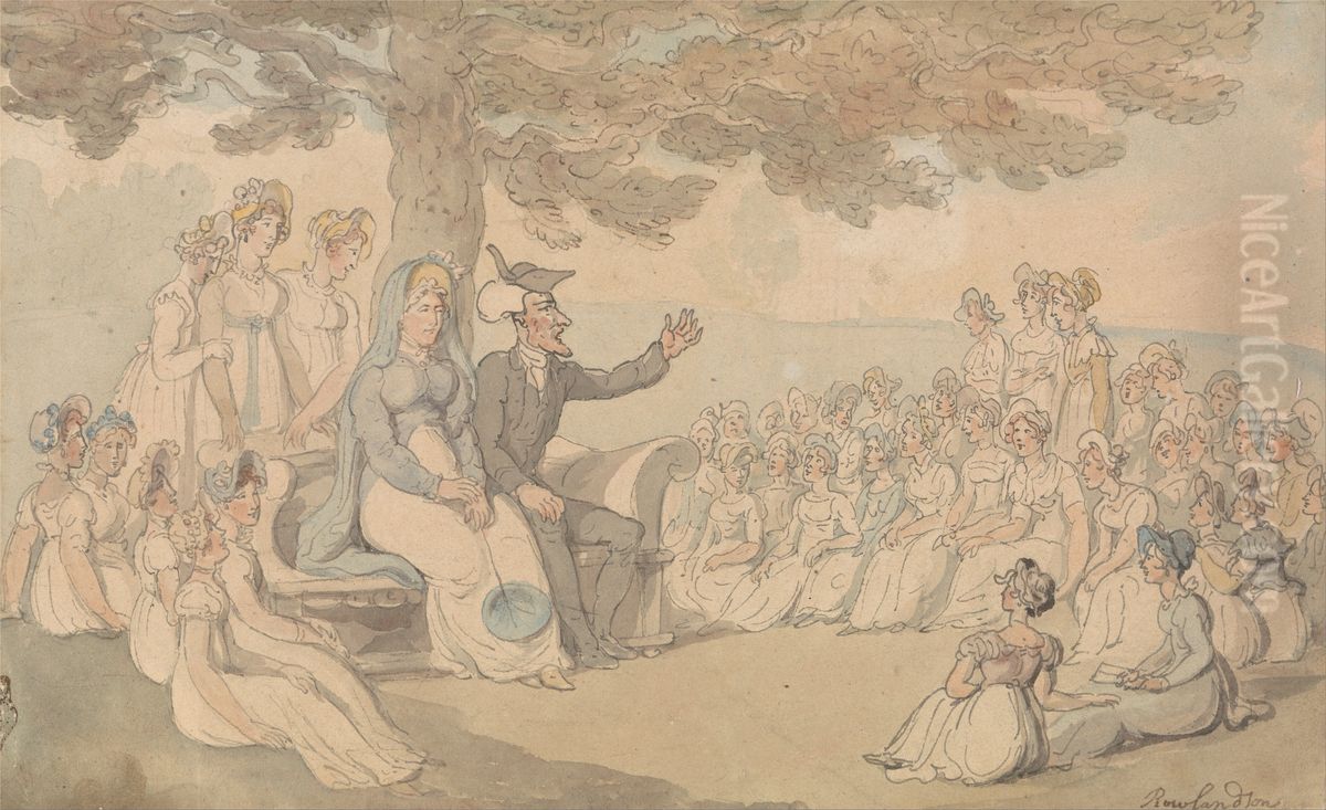 Dr. Syntax Visits a Boarding School for Young Ladies Oil Painting by Thomas Rowlandson