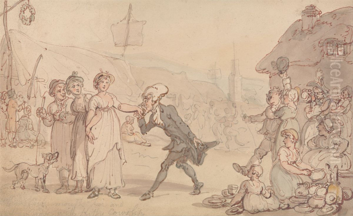 Dr. Syntax with Kitty Cowslip Oil Painting by Thomas Rowlandson