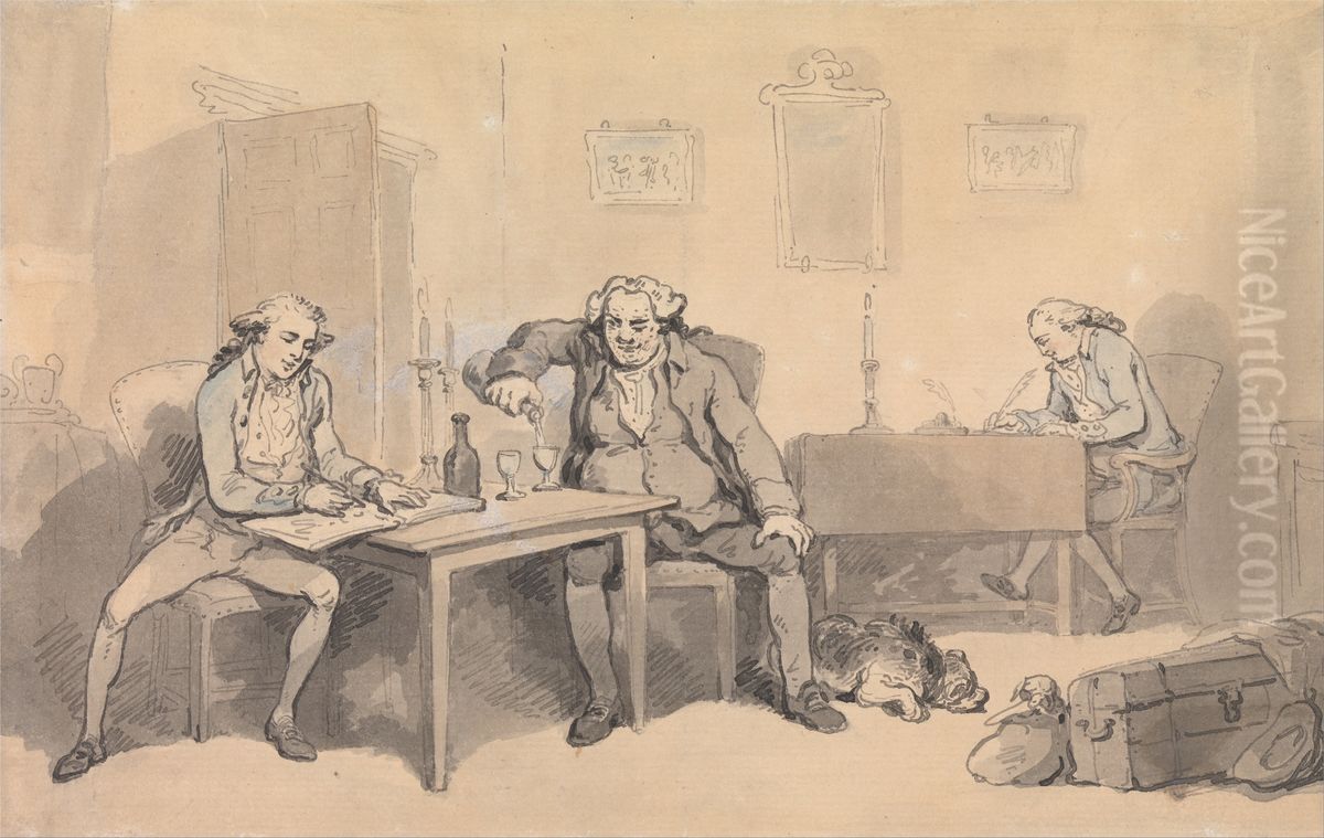 Rowlandson and Wigstead on Tour Oil Painting by Thomas Rowlandson