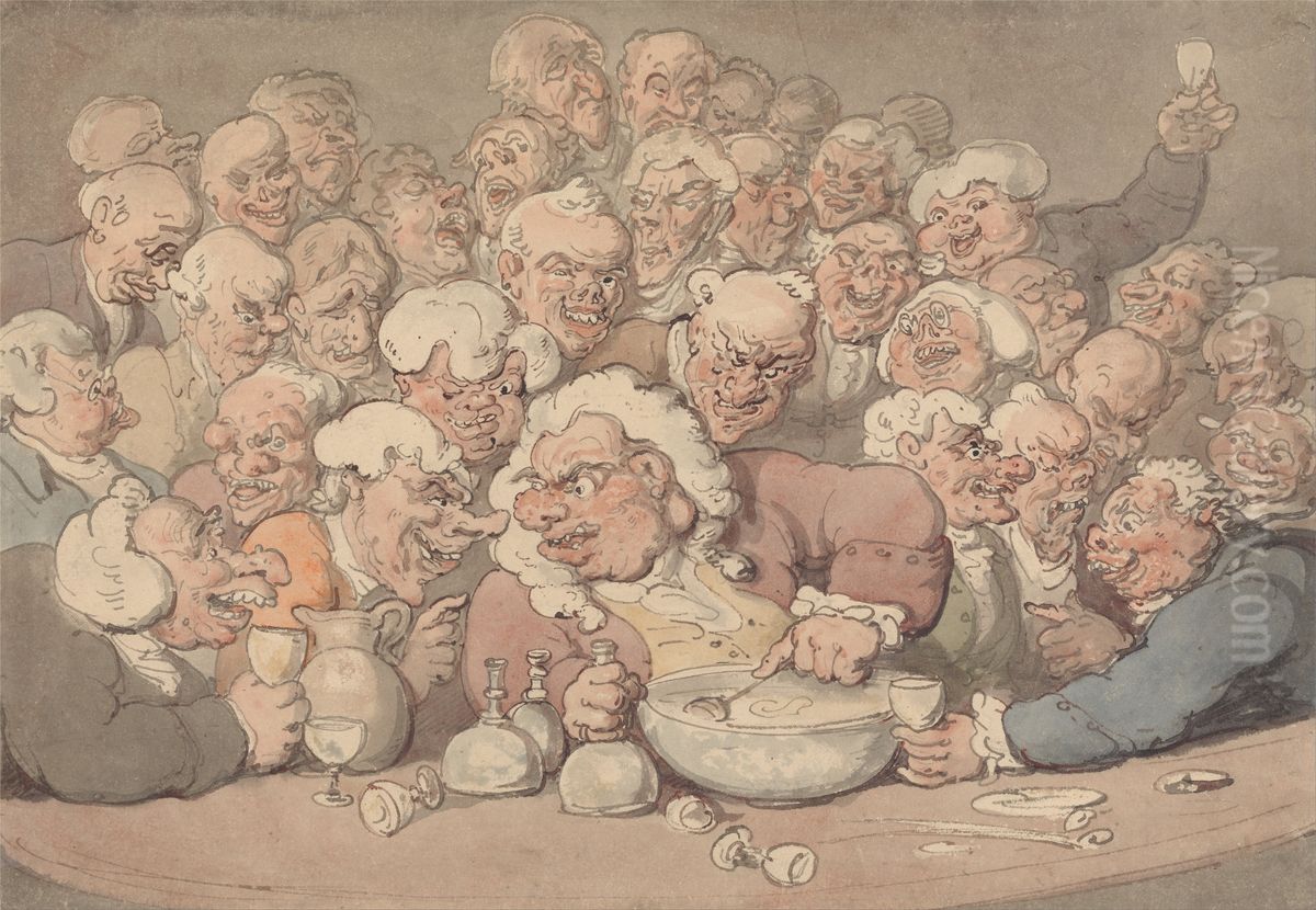 Serving Punch Oil Painting by Thomas Rowlandson