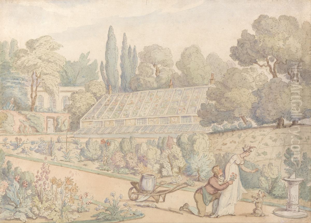 The Gardener's Offering Oil Painting by Thomas Rowlandson