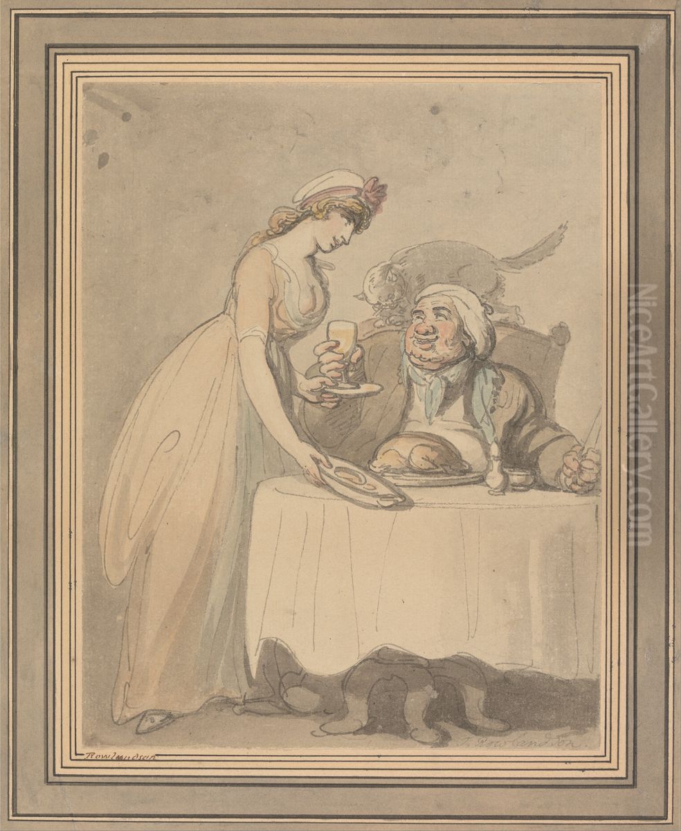 The Gourmand Oil Painting by Thomas Rowlandson