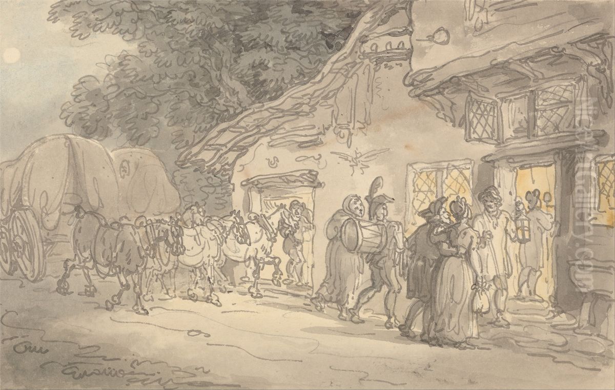 The Waggoner's Rest Oil Painting by Thomas Rowlandson