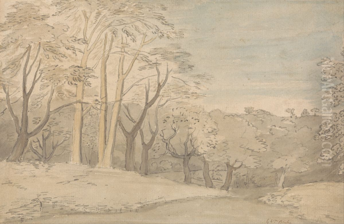 A Woody Landscape Oil Painting by William Blake