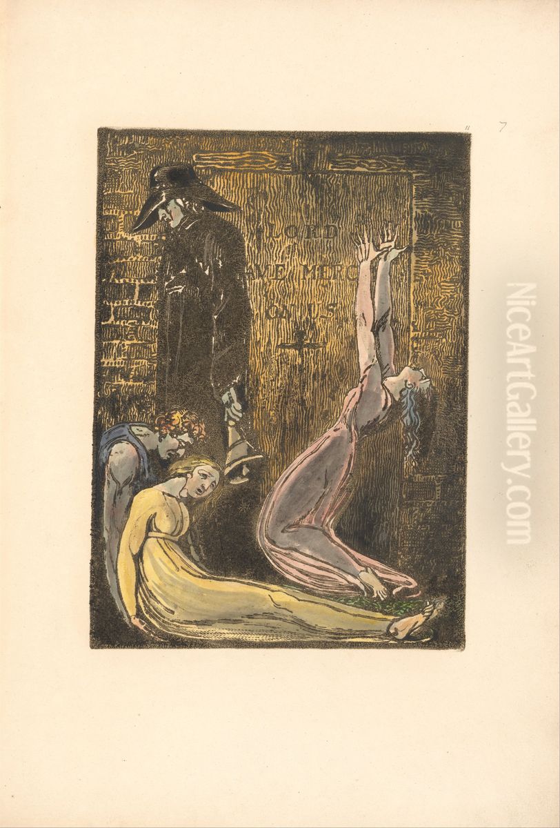 Europe. A Prophecy, Plate 13 (Bentley 10) Oil Painting by William Blake Europe. A Prophecy, Plate 13 (Bentley 10) Oil Painting by William Blake