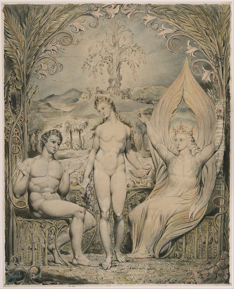 The Archangel Raphael with Adam and Eve (Illustration to Milton's 