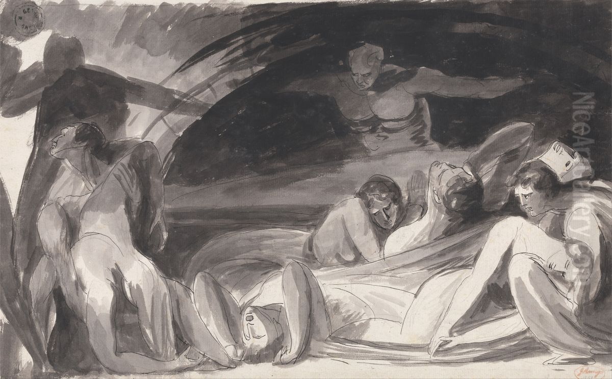Howard Visiting a Prison Oil Painting by George Romney