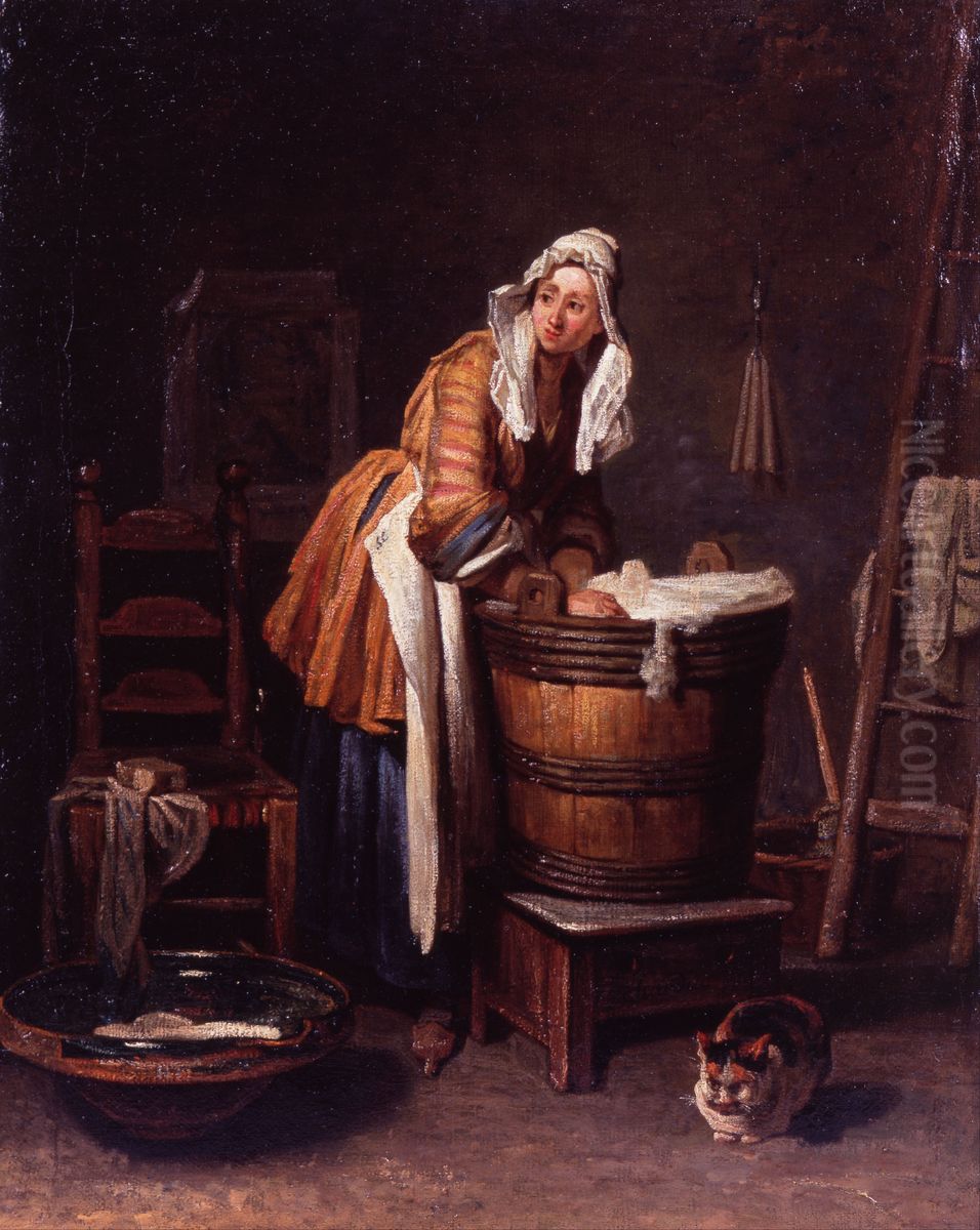 Washerwoman Oil Painting by Jean-Baptiste-Simeon Chardin