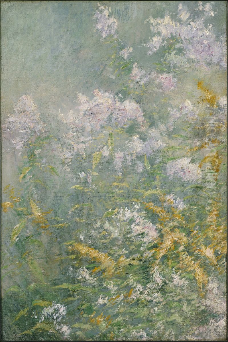 Meadow Flowers (Golden Rod and Wild Aster) Oil Painting by John Henry Twachtman