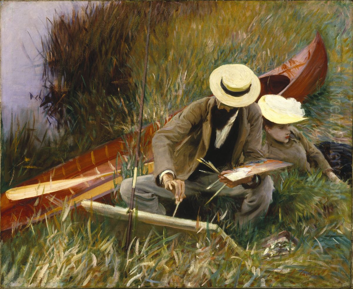 An Out-of-Doors Study Oil Painting by John Singer Sargent