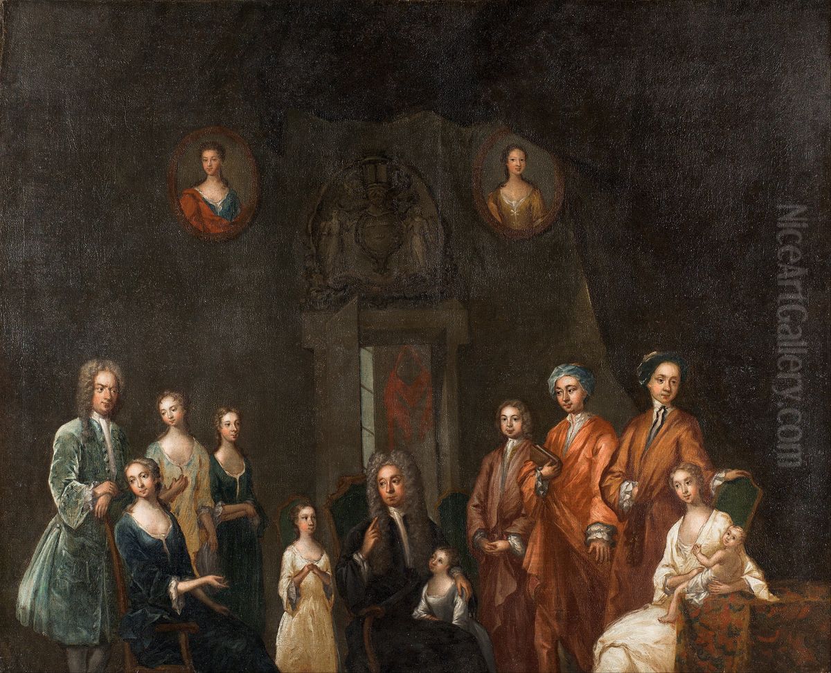 Portrait of Sir Francis Grant, Lord Cullen, and His Family Oil Painting by John Smibert