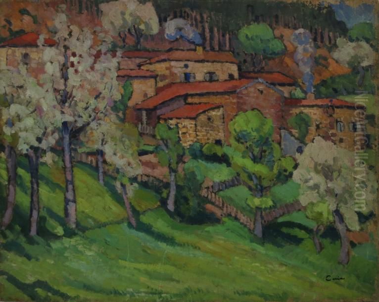 Village Aux Toits Rouges Oil Painting by Edmond Ceria