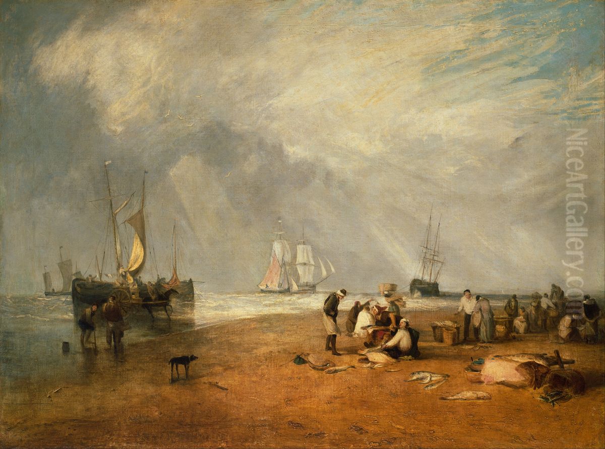 The Fish Market at Hastings Beach Oil Painting by J. M. W. Turner