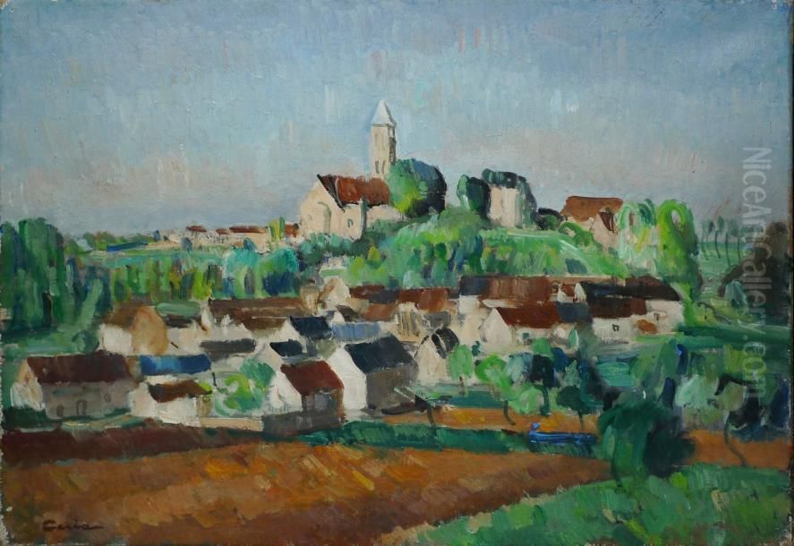 Village Sur Une Colline Oil Painting by Edmond Ceria