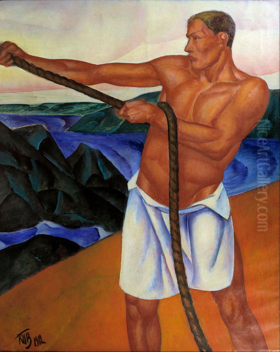 The Worker Oil Painting by Kuzma Petrov-Vodkin