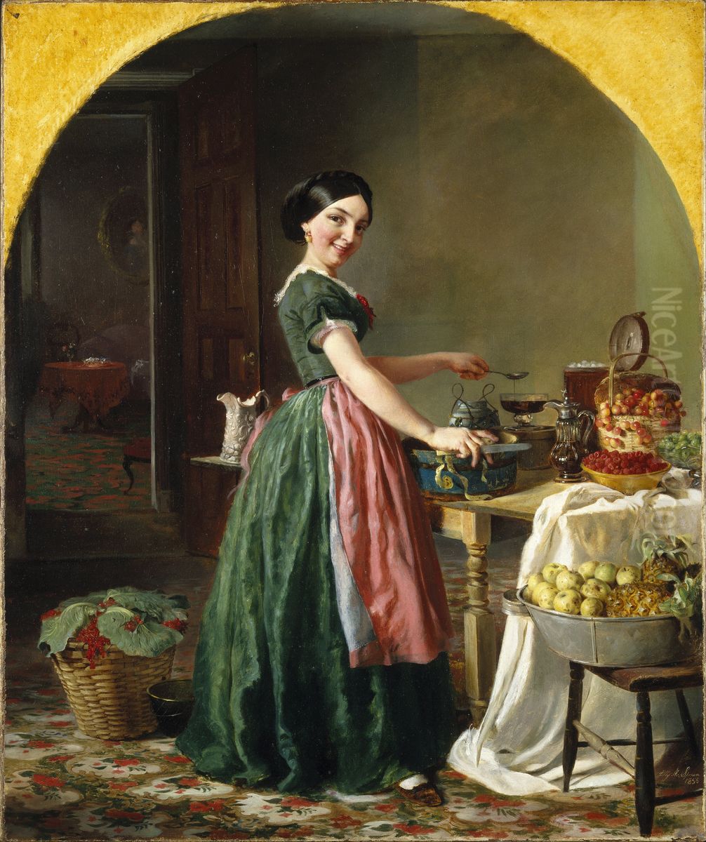 Kiss Me and Youll Kiss the Lasses Oil Painting by Lilly Martin Spencer