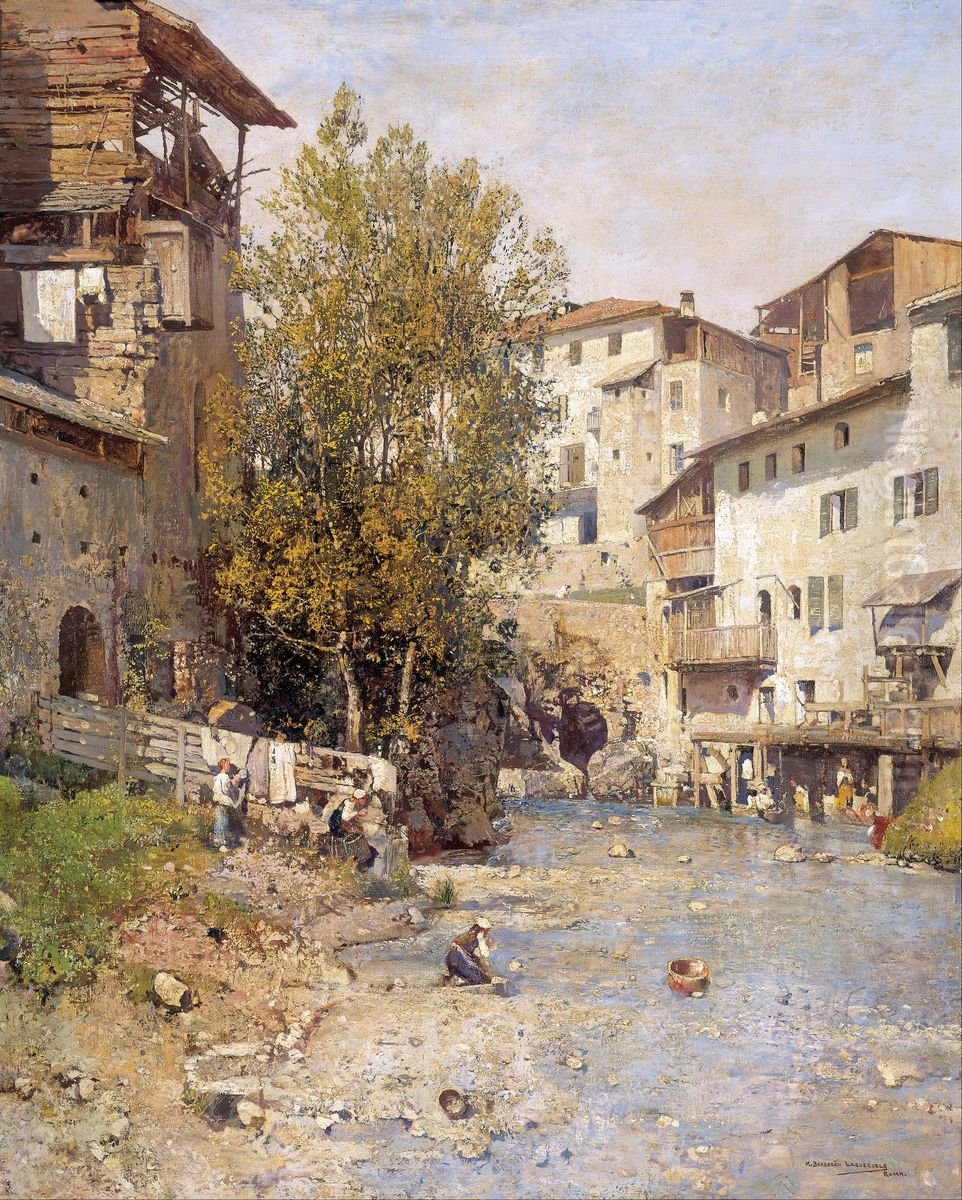 Landscape with a Village on the Outskirts of Rome Oil Painting by Mariano Barbasan Lagueruela