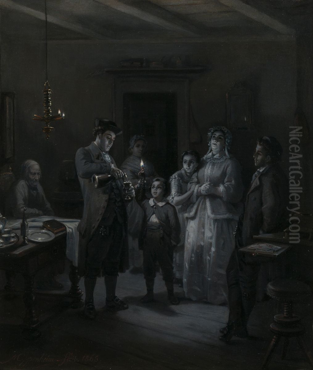 The Conclusion of the Sabbath (Sabbath-Ausgang) Oil Painting by Moritz Daniel Oppenheim