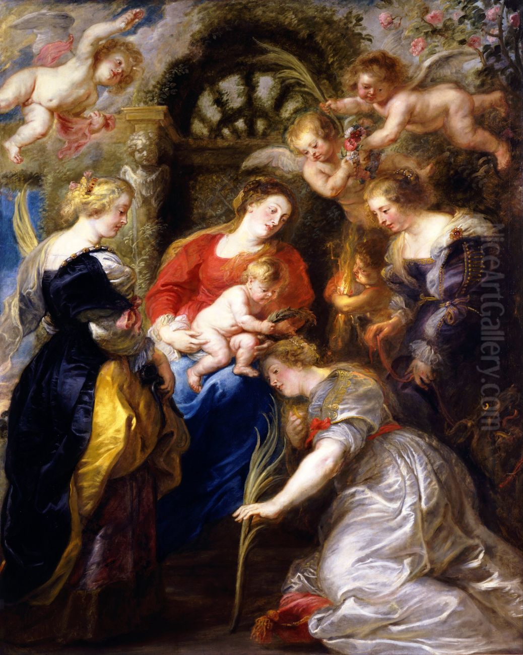 Die mythische Vermahlung der hl. Katharina Oil Painting by (studio of) Rubens, Peter Paul