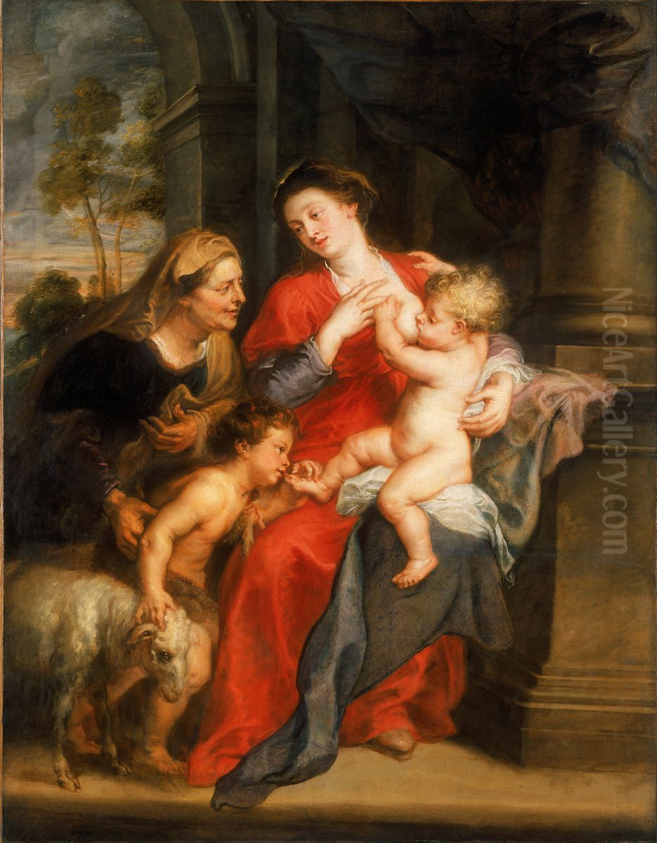 The Virgin and Child with Sts. Elizabeth and John the Baptist Oil Painting by (studio of) Rubens, Peter Paul