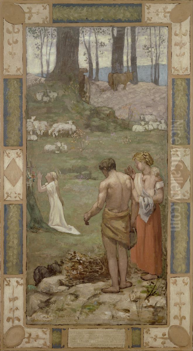 Saint Genevieve as a child in prayer Oil Painting by Pierre Puvis de Chavannes