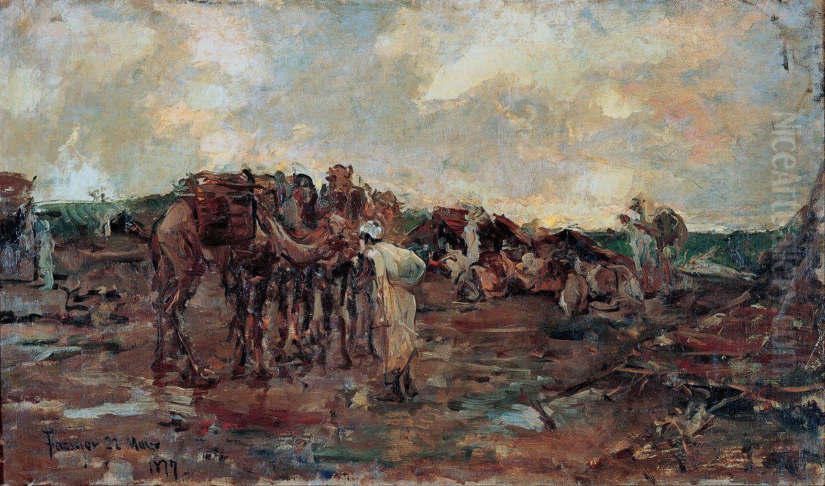 Rest Halt for an Arab Caravan Oil Painting by Ricardo de Madrazo