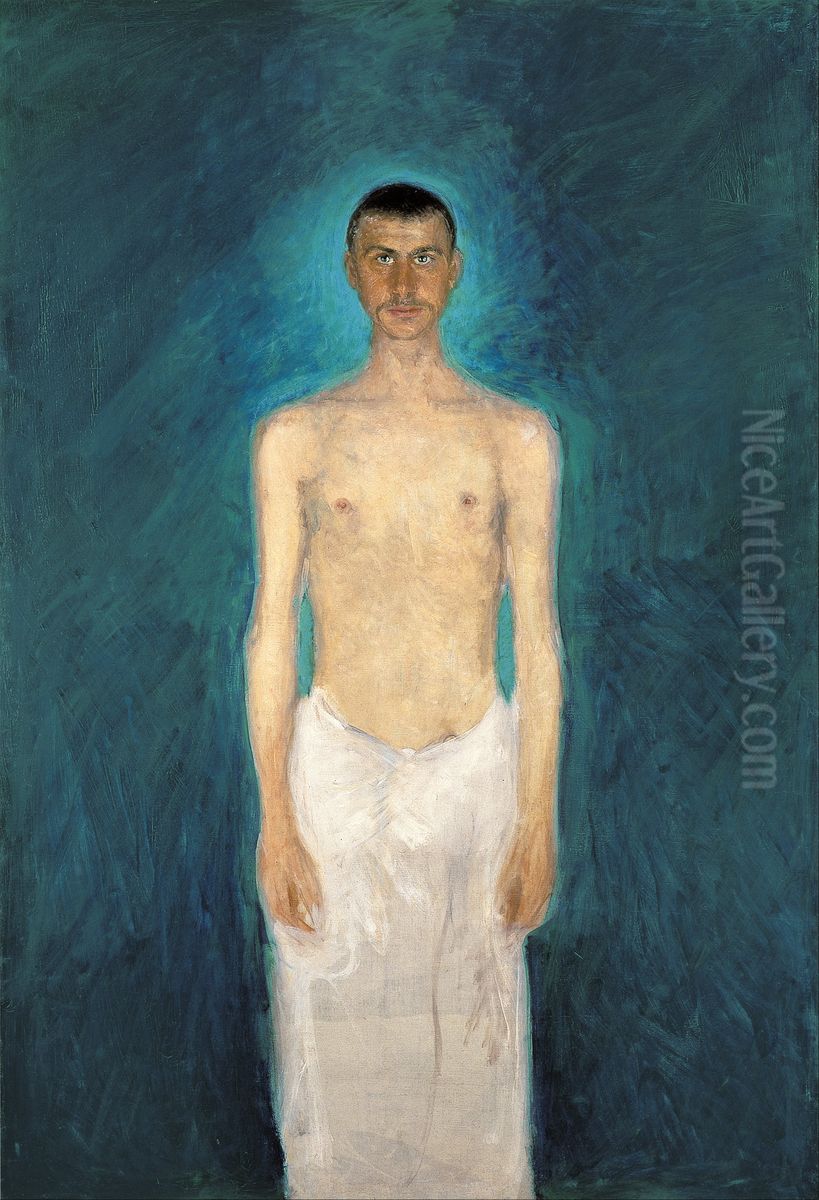 Deutsch:Selbstbildnis als Halbnackt Oil Painting by Richard Gerstl