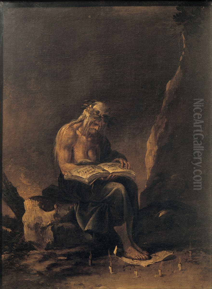 A Witch Oil Painting by Salvator Rosa