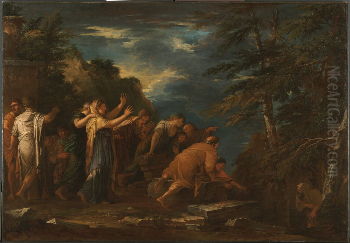 Pythagoras Emerging from the Underworld Oil Painting by Salvator Rosa
