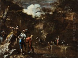 Thales causing the river to flow on both sides of the Lydian army