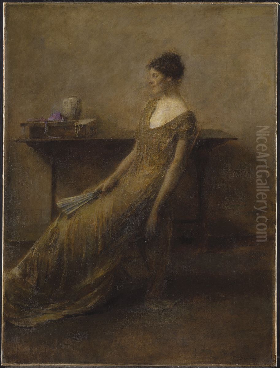 Lady in Gold Oil Painting by Thomas Dewing