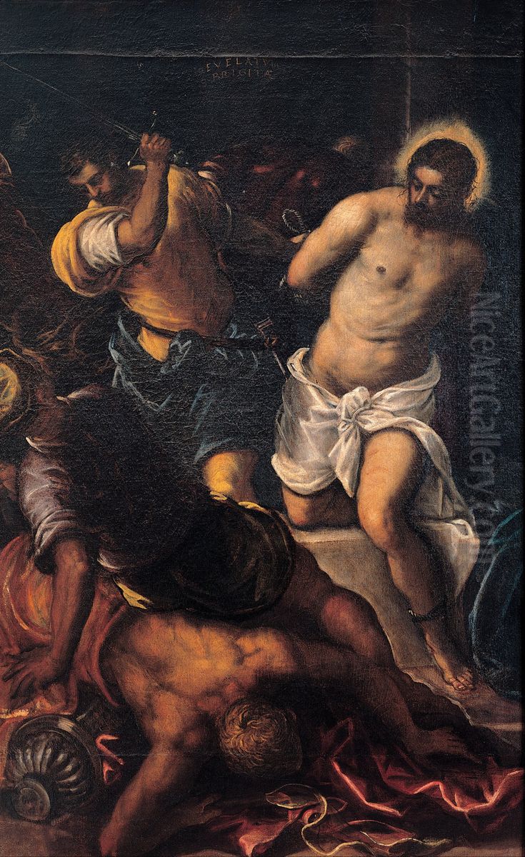 Crowning with thorns Oil Painting by Jacopo Tintoretto