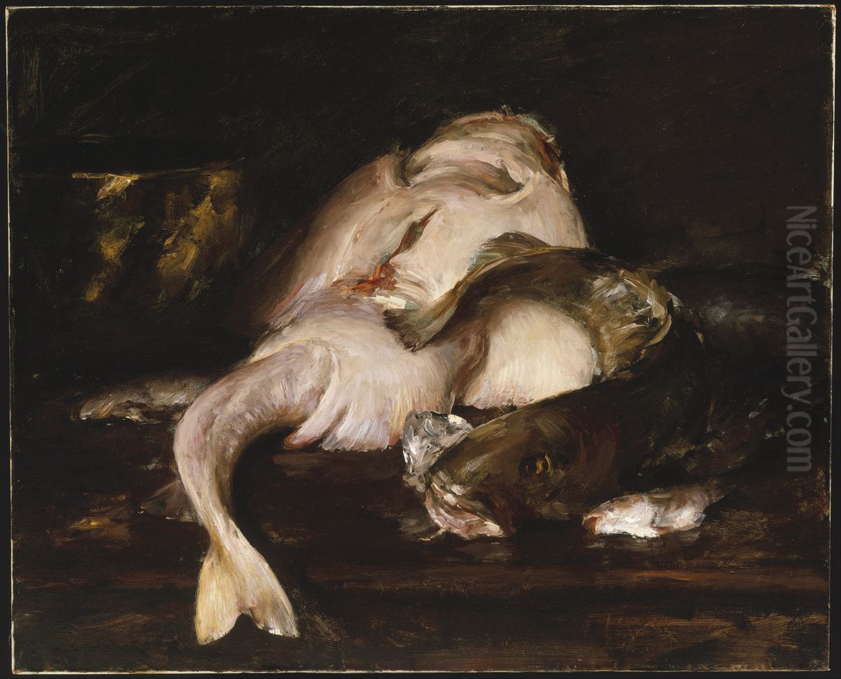 Still Life, Fish Oil Painting by William Merritt Chase