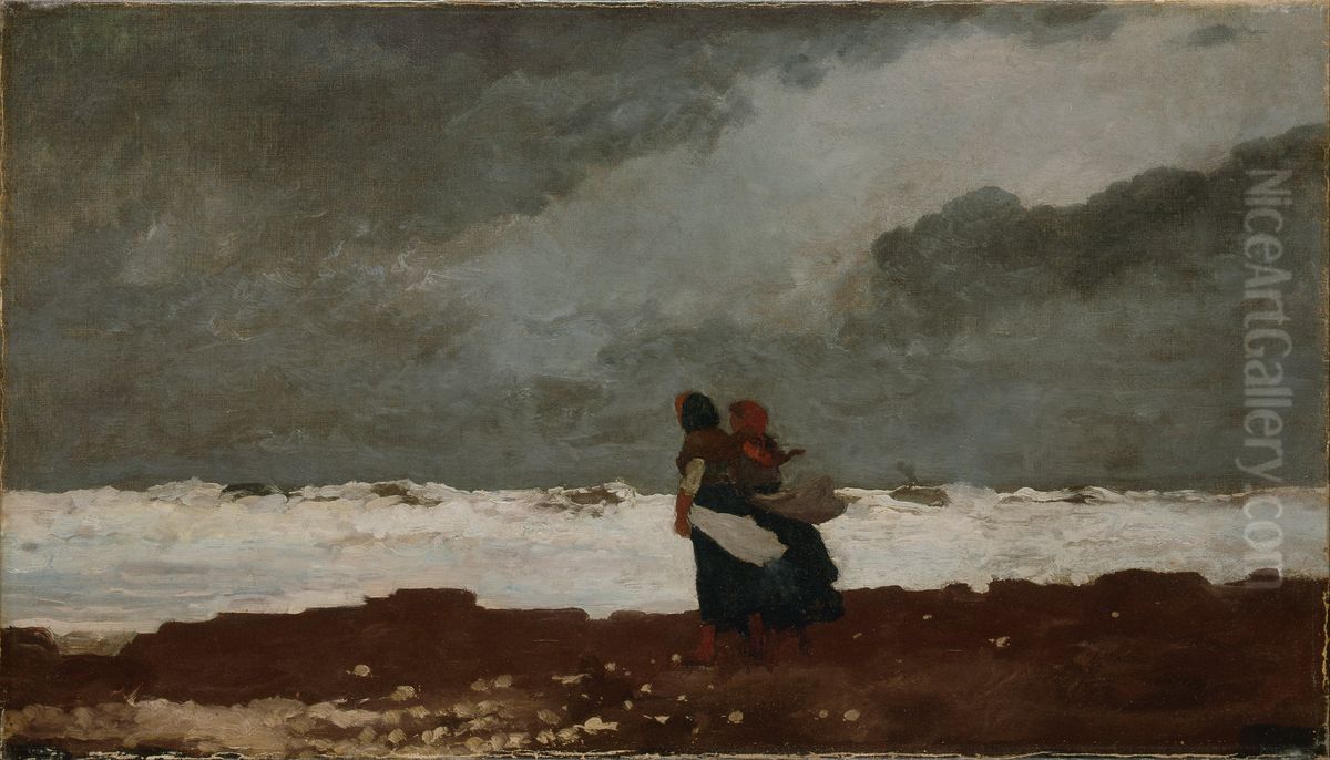 Two Figures by the Sea Oil Painting by Winslow Homer