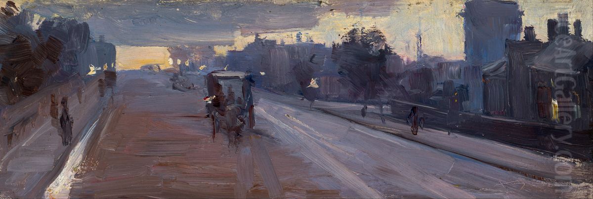 Hoddle St., 10 p.m. Oil Painting by Arthur Streeton
