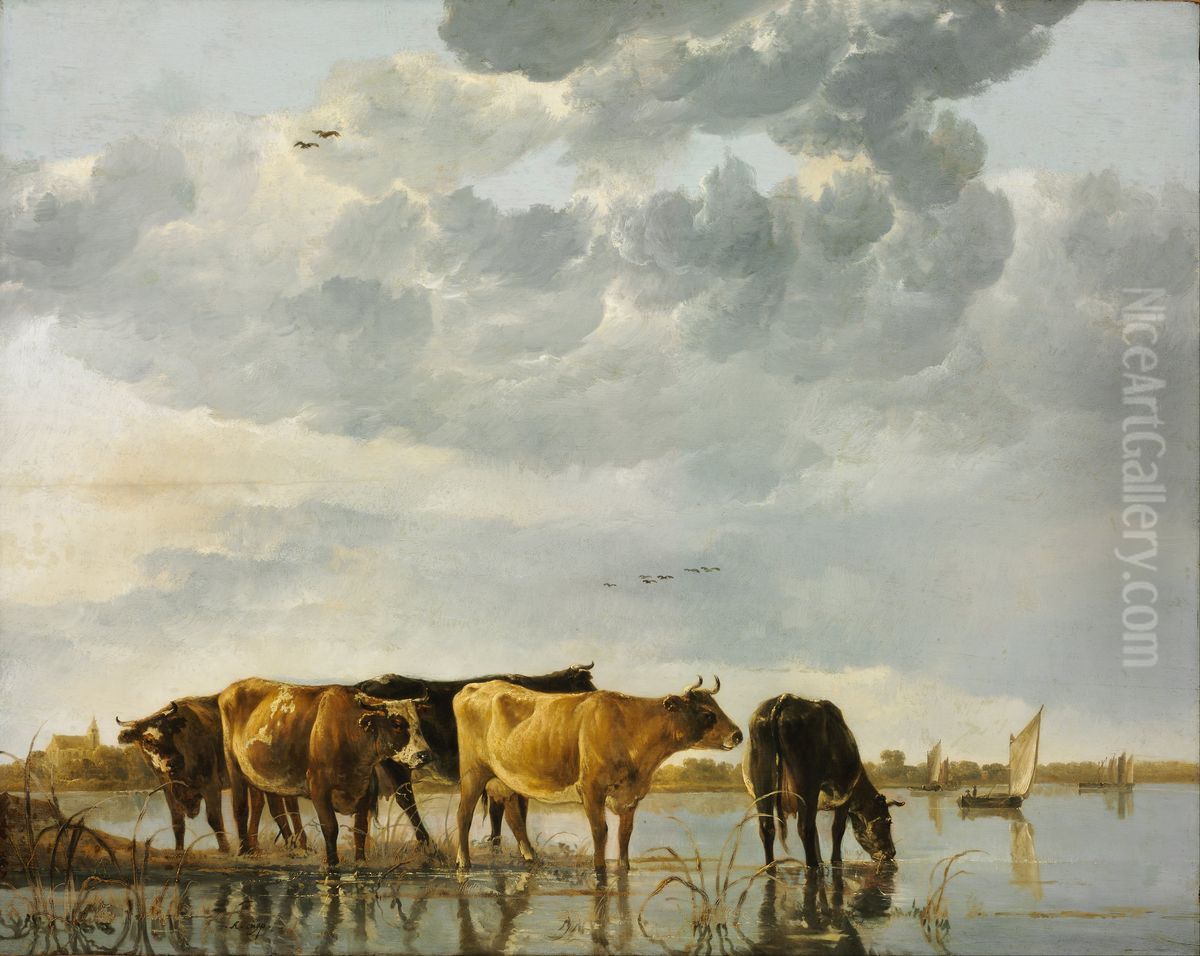 Cattle in the water Oil Painting by Aelbert Cuyp