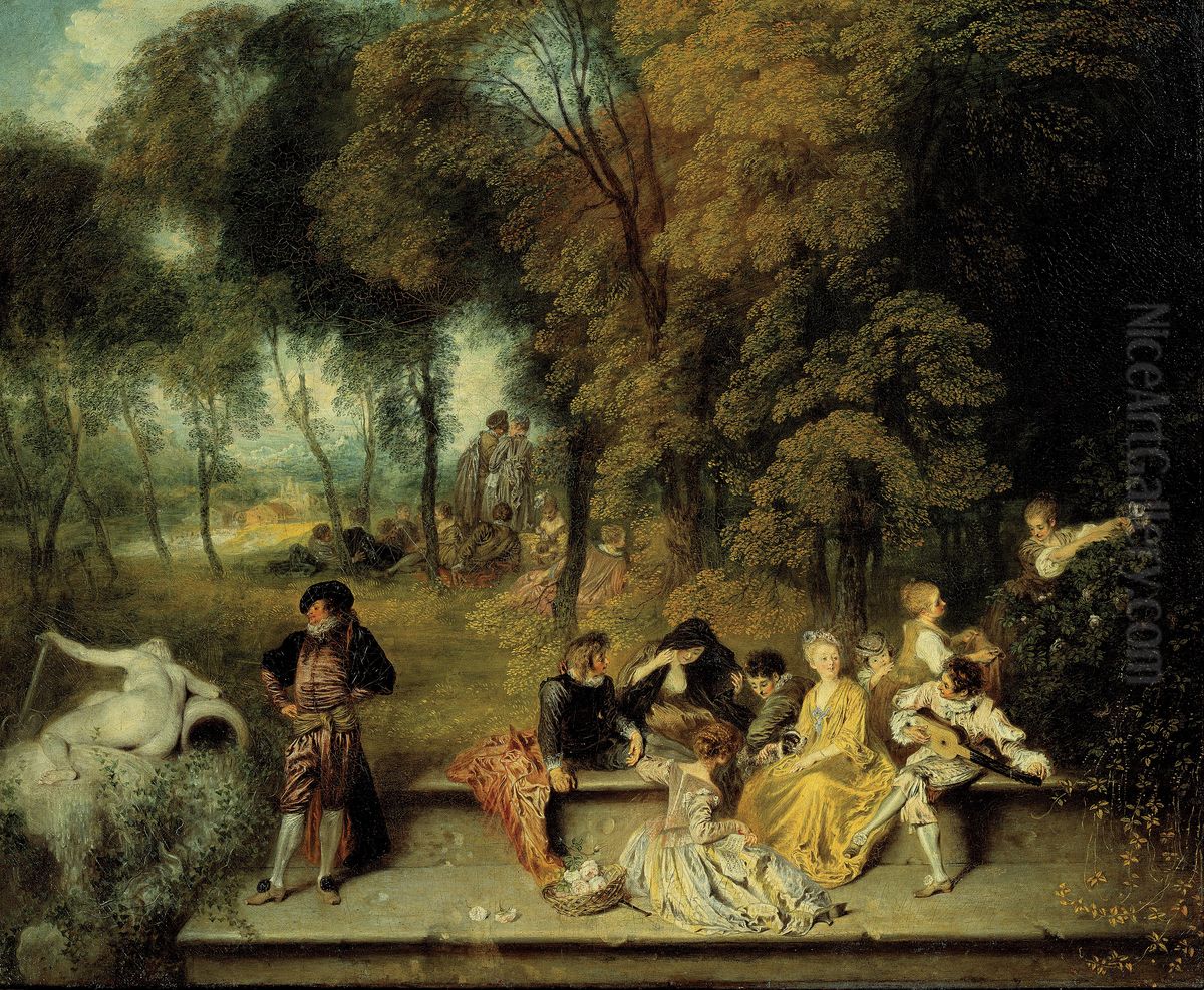 Pleasures of Love Oil Painting by Jean-Antoine Watteau