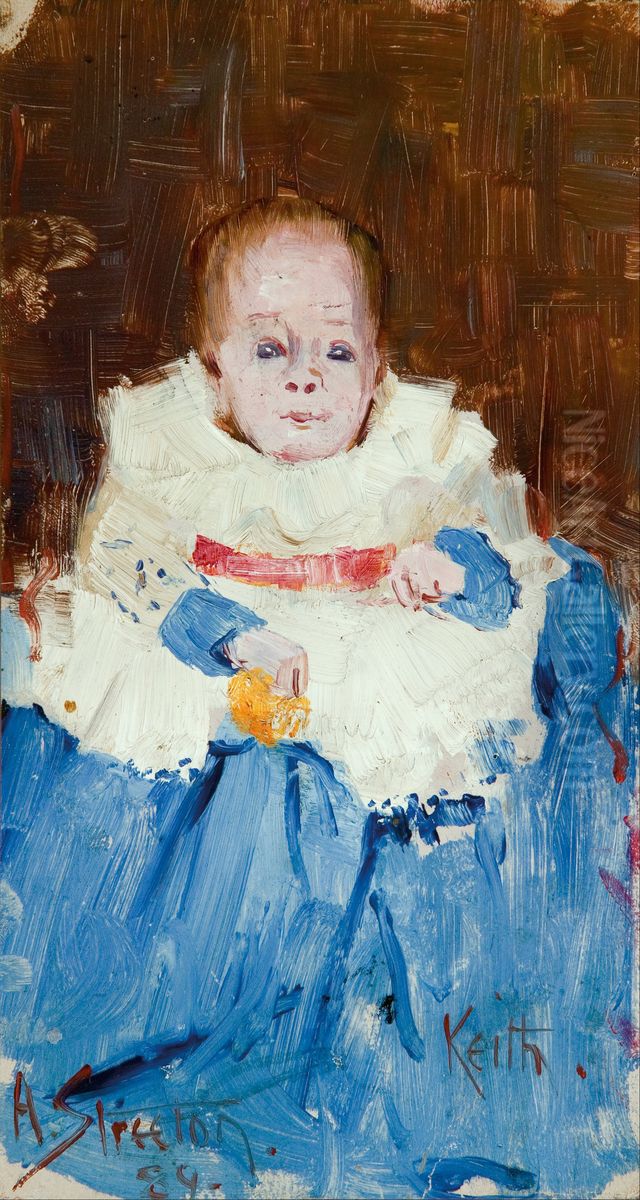 Orange, blue and white (portrait of Keith) Oil Painting by Arthur Streeton