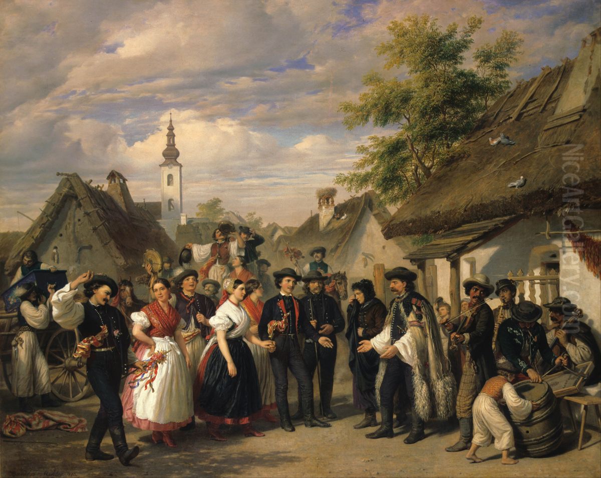 The Arrival of the BrideMagyar:A menyasszony erkezese(Magyar Nemzeti Galeria) Oil Painting by Miklos Barabas