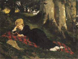Woman Reading in a Forest