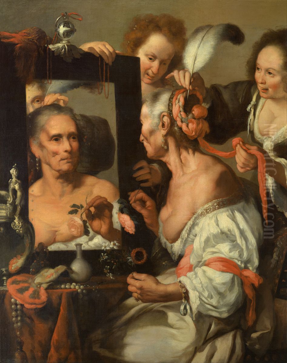 Allegory of Impermanence (Old Coquette) Oil Painting by Bernardo Strozzi