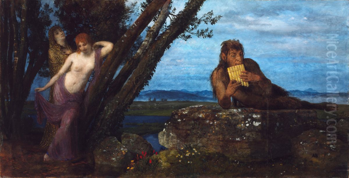 Evening in spring Oil Painting by Arnold Bocklin