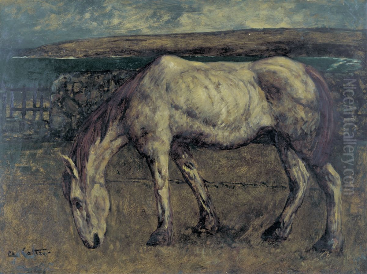 Old Horse in the Wasteland Oil Painting by Charles Cottet