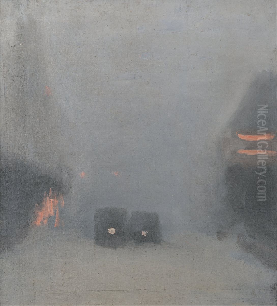 Passing trams Oil Painting by Clarice Beckett