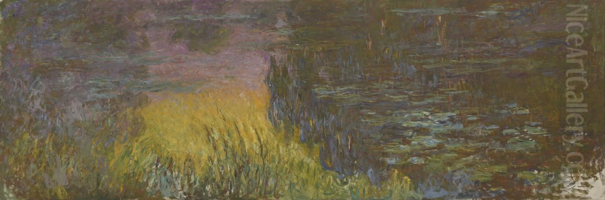 The Water Lilies - Setting Sun Oil Painting by Claude Oscar Monet